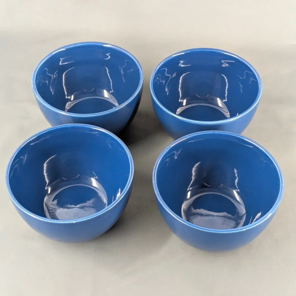 Pier 1 Imports Granada Blue Earthenware Cereal Soup Bowls Set of 4, 6 inches